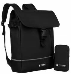 Robuster City Rucksack aus Synthetikmaterial mit Etui im Set – Peterson