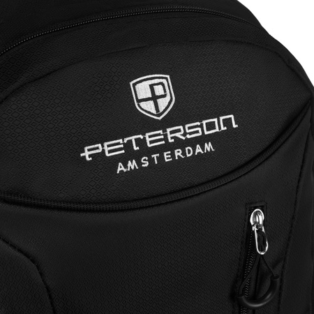 Schwarzer Wanderrucksack aus Polyester mit verstellbaren Trägern – Peterson