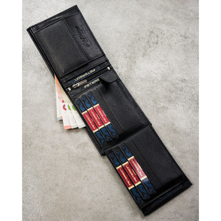 Klassische, schwarze Herren Geldbörse aus Leder – Peterson