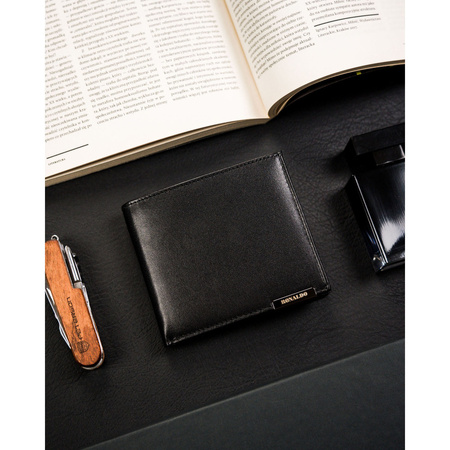 Horizontale, schwarze Herren Geldbörse aus Leder ohne äußeren Verschluss – Ronaldo