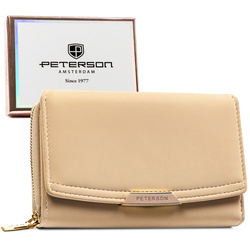 Beige Damen-Geldbörse aus Öko-Leder in Querformat – Peterson