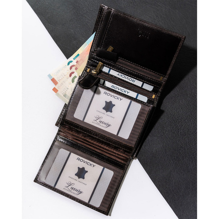 Minimalistische Herren Geldbörse aus Leder mit Münzfach – Rovicky