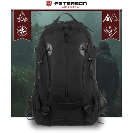 Schwarzer, militärischer Rucksack mit Kompressionsriemen – Peterson