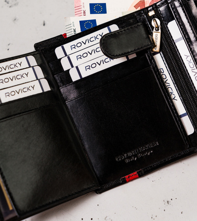 Vertikale Herren Geldbörse mit Reißverschlussfach – Rovicky