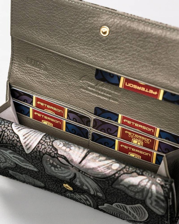 Große Damen Geldbörse aus Leder mit Druckknopf und Bügelverschluss – Peterson