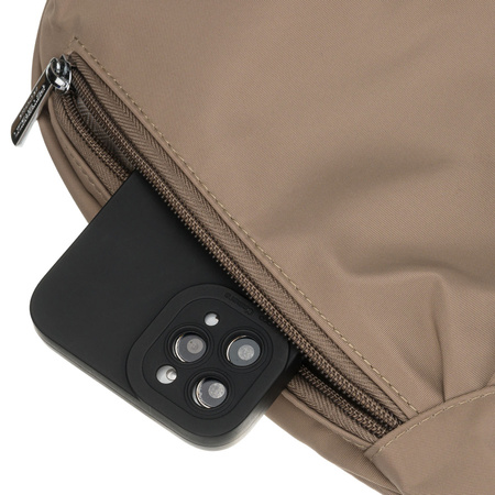 Damen-Handtasche in dunkelbeiger Farbe mit Außentasche - Peterson