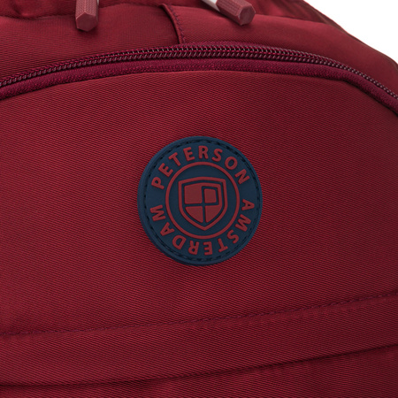 Bordeauxfarbener Schulrucksack aus Polyester mit seitlichen Kompressionsriemen – Peterson