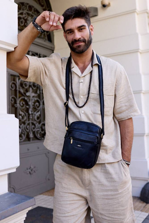 Herren Schultertasche aus Leder – Peterson