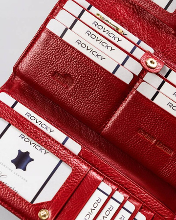 Große Damen Geldbörse aus Leder mit Druckverschluss und RFID – Rovicky