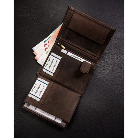 Herren Geldbörse aus braunem Leder mit geprägtem Hundemotiv