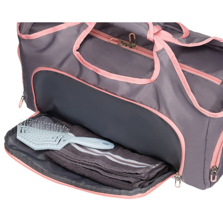 Geräumige, Wochenend-Reisetasche in Grau-Rosa mit einem Thermofach für Schuhe - Peterson
