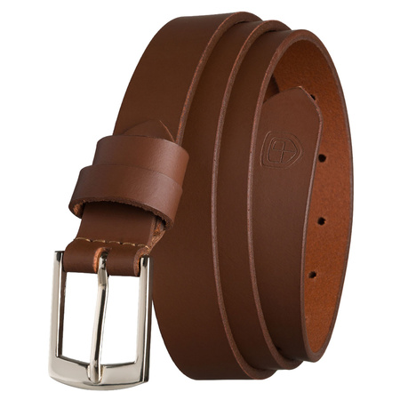 Schmaler Damen Gürtel aus Leder in Braun mit klassischer silberner Schnalle - Peterson
