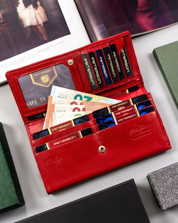 Große Damen Geldbörse aus Leder mit Bügel- und Druckknopfverschluss – Peterson