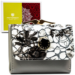 Kleine Damen-Geldbörse aus Naturleder in dominierendem Schwarz – Peterson