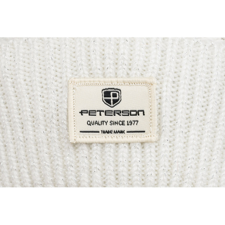 Weiße Wintermütze mit Bommel in Naturfarbe – Peterson