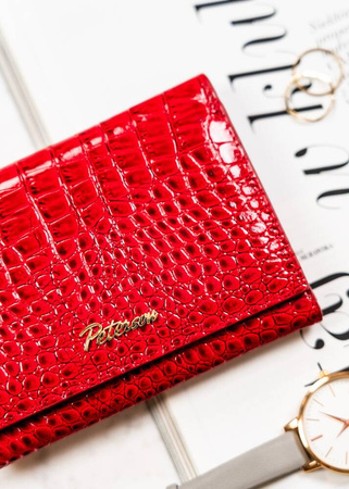 Kompakte Damen Geldbörse aus glänzendem Echtleder – Peterson