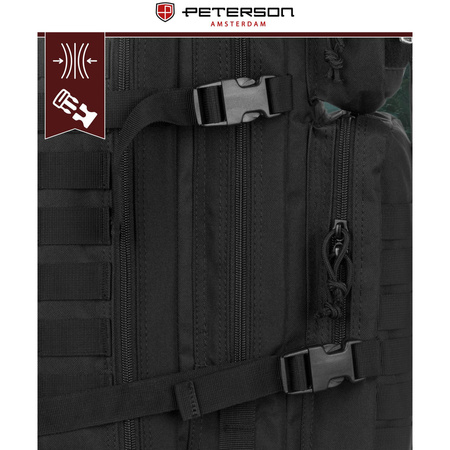 Großer, taktischer Militärrucksack aus Nylon in Schwarz – Peterson