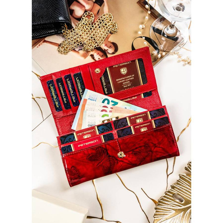 Luxuriöse rote Damen Geldbörse aus Lackleder mit Schmetterlingen – Peterson