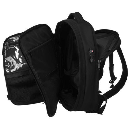 Geräumiger schwarzer Reiserucksack mit Vakuumfach & Laptopfach – Peterson