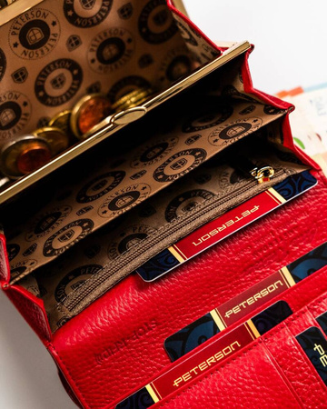 Kompakte Damen Geldbörse aus glänzendem Echtleder – Peterson