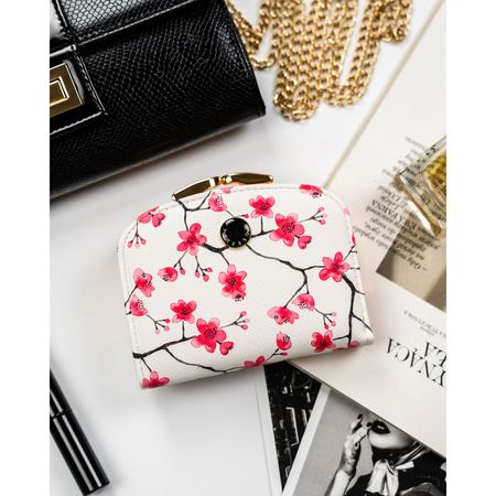 Moderne kleine Damen Geldbörse aus Öko-Leder mit Blumenmuster – Peterson