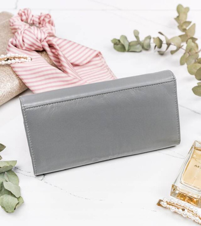 Damen Geldbörse aus Leder im Querformat mit Druckknopf – 4U Cavaldi