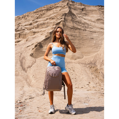 Geräumiger Sport-Rucksack aus Nylon in Beige mit verstellbaren Trägern – Peterson