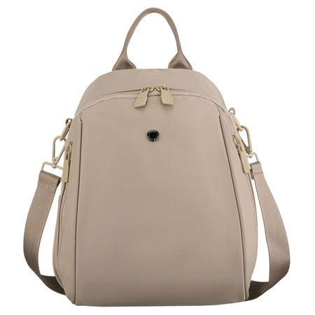 Städtischer Damen-Rucksack aus Polyester in Ecru, ausgestattet mit einem zusätzlichen Gürtel – Peterson