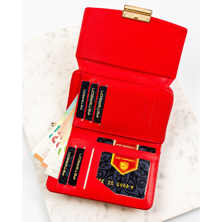 Rote, horizontale Damen-Geldbörse aus Öko-Leder - Peterson