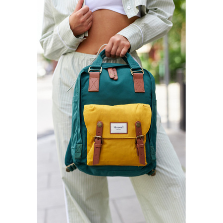 Stilvoller City Rucksack grün-gelb für mobile Geräte – Himawari