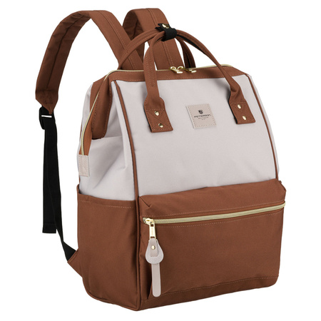 Beige-brauner Damen-Rucksack aus Polyester mit Laptopfach - Peterson