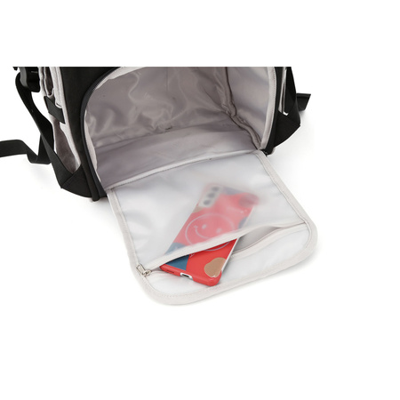 Grauer, geräumiger Damen Rucksack aus Polyester mit Reißverschluss – Himawari