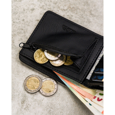 Kompakte schwarze Herren Geldbörse aus Öko-Leder – Peterson