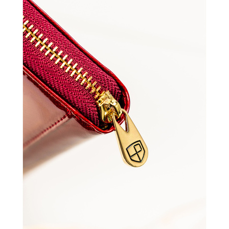 Große Damen-Geldbörse aus lackiertem Naturleder in Rot mit Reißverschluss – Peterson