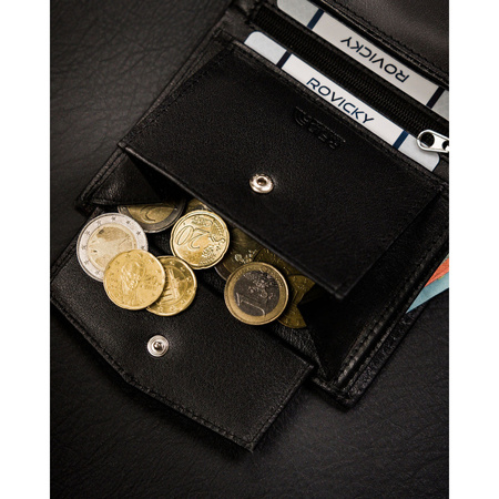 Schwarze, vertikale Herren Geldbörse aus Leder ohne äußeren Verschluss – Ronaldo