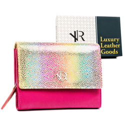 Damen Geldbörse aus echtem Leder mit Druckknopf – Rovicky