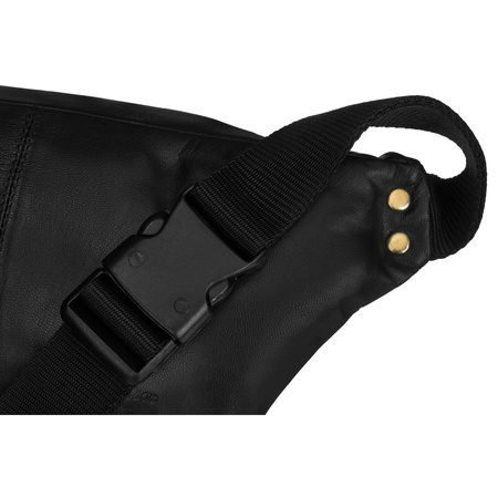 Herren Bauchtasche schwarz aus Leder mit Reißverschluss – Peterson