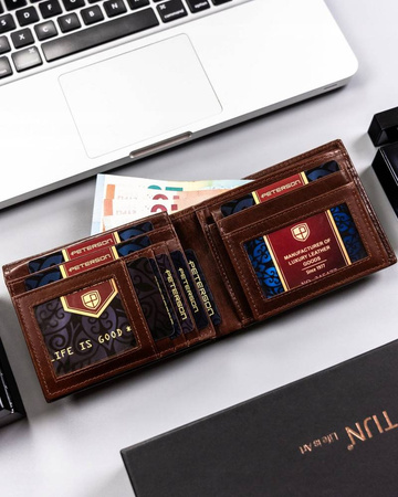 Große Herren-Geldbörse aus Leder ohne Verschluss – Peterson