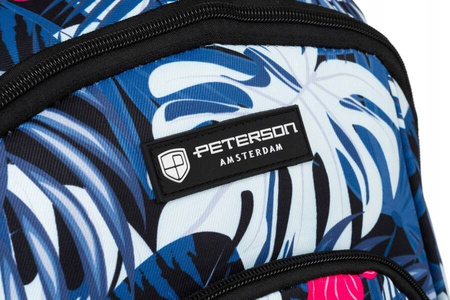 Polyesterrucksack mit Pflanzenmuster und großer Fronttasche – Peterson
