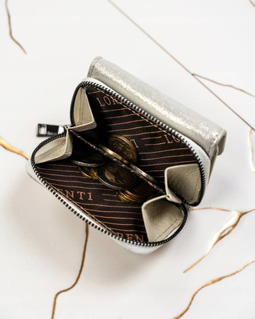 Kleine Damen Geldbörse aus Leder mit Reißverschluss und Druckknopf – Lorenti