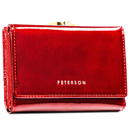 Damen-Geldbörse aus lackiertem Naturleder in Rot – Peterson