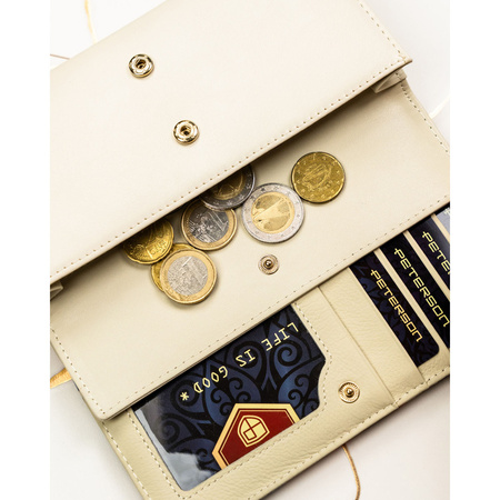 Elegante Damen-Geldbörse mit Blumen aus Natur- und Öko-Leder – Peterson