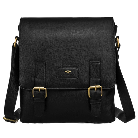 City Herren Umhängetasche aus echtem Leder in Schwarz – Peterson