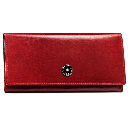 Große Damen Geldbörse aus Leder in Rot mit Druckknopfverschluss – Peterson