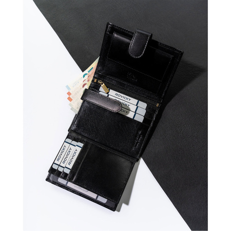 Schwarze Herren Geldbörse aus Leder mit RFID – Rovicky