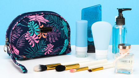 Kompakte Damen Kosmetiktasche mit botanischem Muster – Peterson