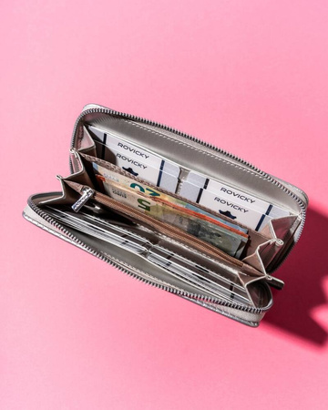 Große, gesteppte Damen Federmäppchen-Geldbörse mit Reißverschluss – Rovicky