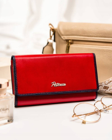 Geräumige Damen Geldbörse aus Leder mit Druckknopf und Reißverschluss – Peterson