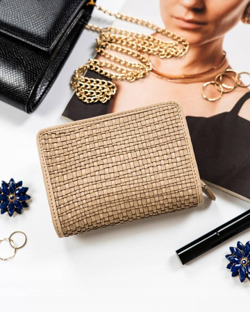 Damen Geldbörse aus Leder mit Druckknopfverschluss – Rovicky