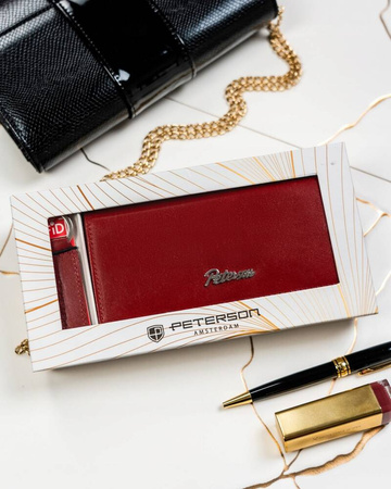 Geschenkset: große Leder Geldbörse mit Druckknopf und Schlüsselanhänger – Peterson